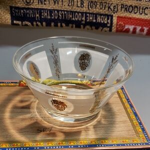 MCM Federal Glass Bowl with Gold Accents